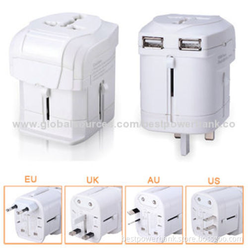 Unique Design Colorful 5V/2.5A Output Dual-USB International Travel Chargers